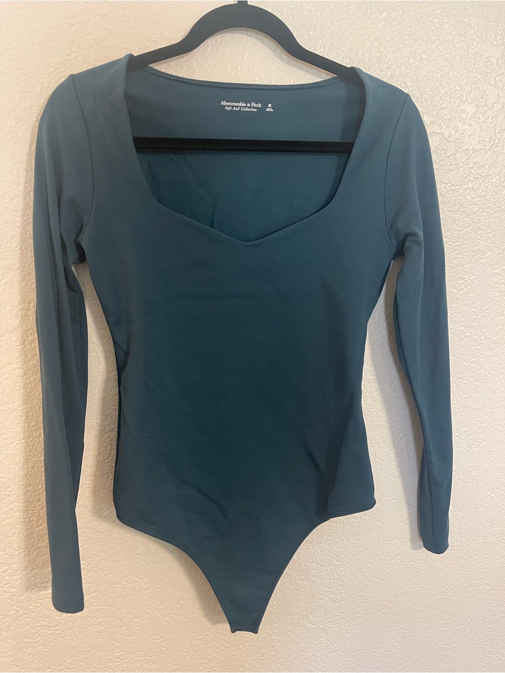 Abercrombie & Fitch Teal/Forest Long-Sleeve Scoop Neck Bodysuit